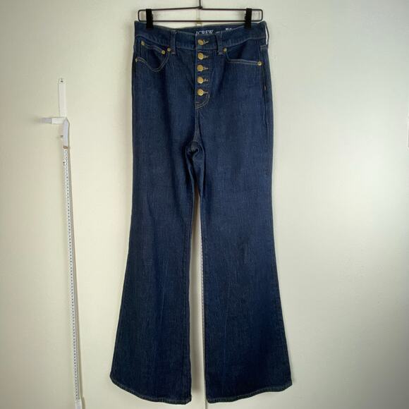 J.Crew High Rise Flare Jeans Button Fly Size 28 Dark Blue - Picture 7 of 16
